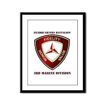 HB3MD - A01 - 01 - Headquarters Bn - 3rd MARDIV with Text - Framed Panel Print - Click Image to Close